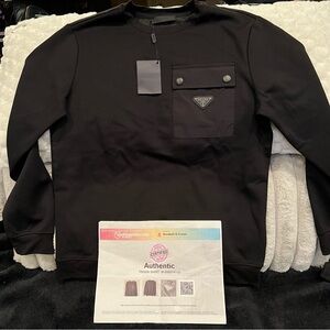 Prada Black Sweatshirt with Buttoned Pocket